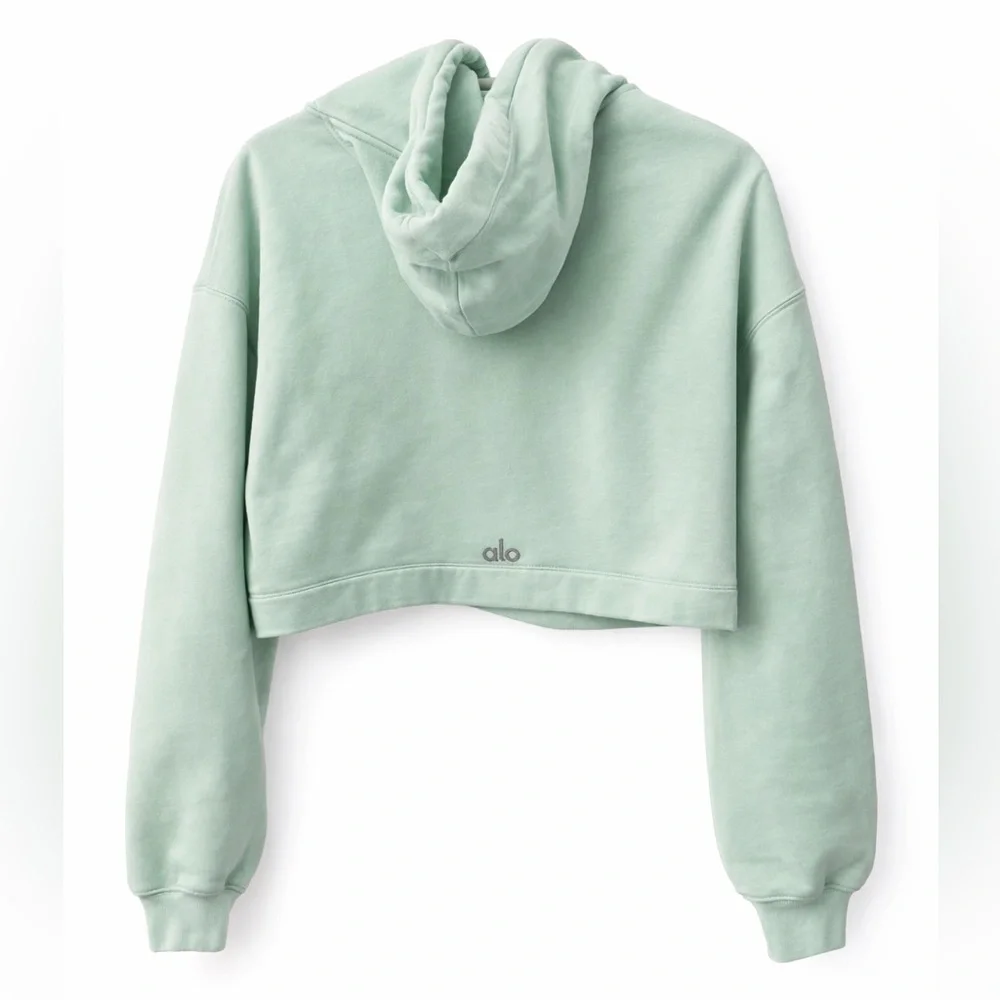 ✨ALO Yoga Cropped Hoodie in Mint - Picture 3 of 5